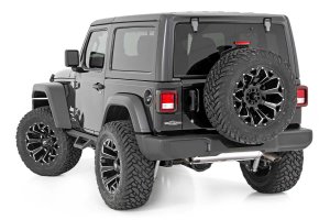 Jeep Wrangler Contoured Drop Steps - Rough Country - Drop step design - Textured Black - '18-'25